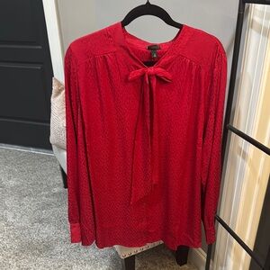 Elegant Red Blouse with Bow Detail